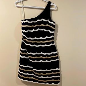 Lilly Pulitzer one shoulder navy stripped cocktail mini dress